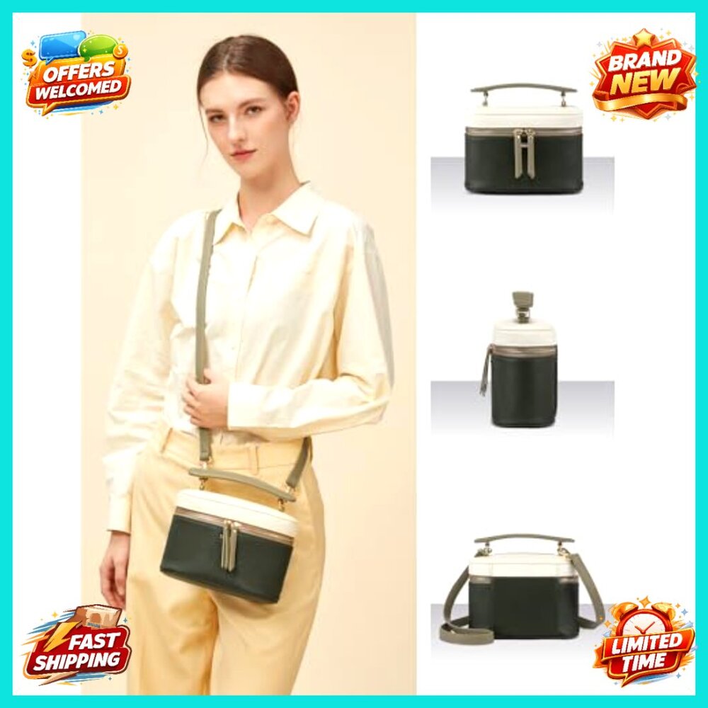 Small PU Leather Crossbody Bag with Top Handle, Flap Closure, Adjustable Strap - Picture 2 of 7